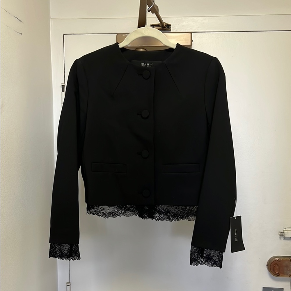 Zara Black Lace Trim Women's Jacket